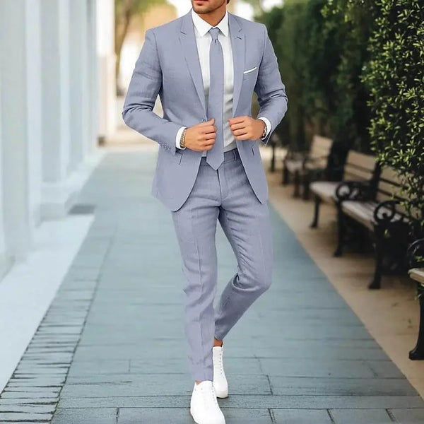 Men'S New Linen Single Row One Button Suit  Pre2brand