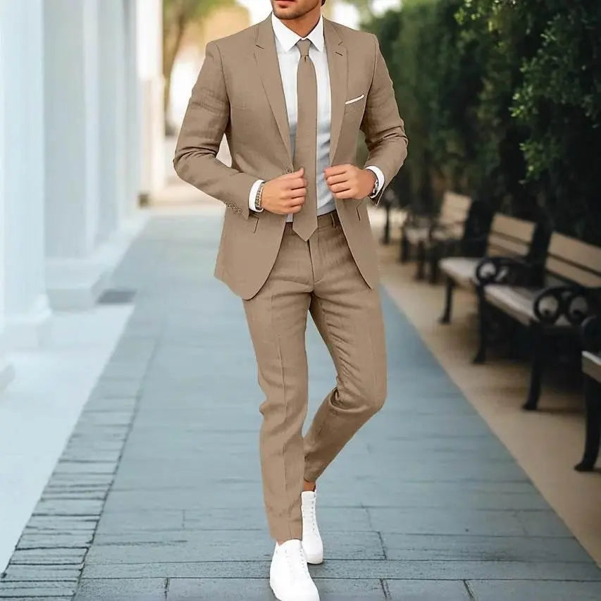 Men'S New Linen Single Row One Button Suit  Pre2brand