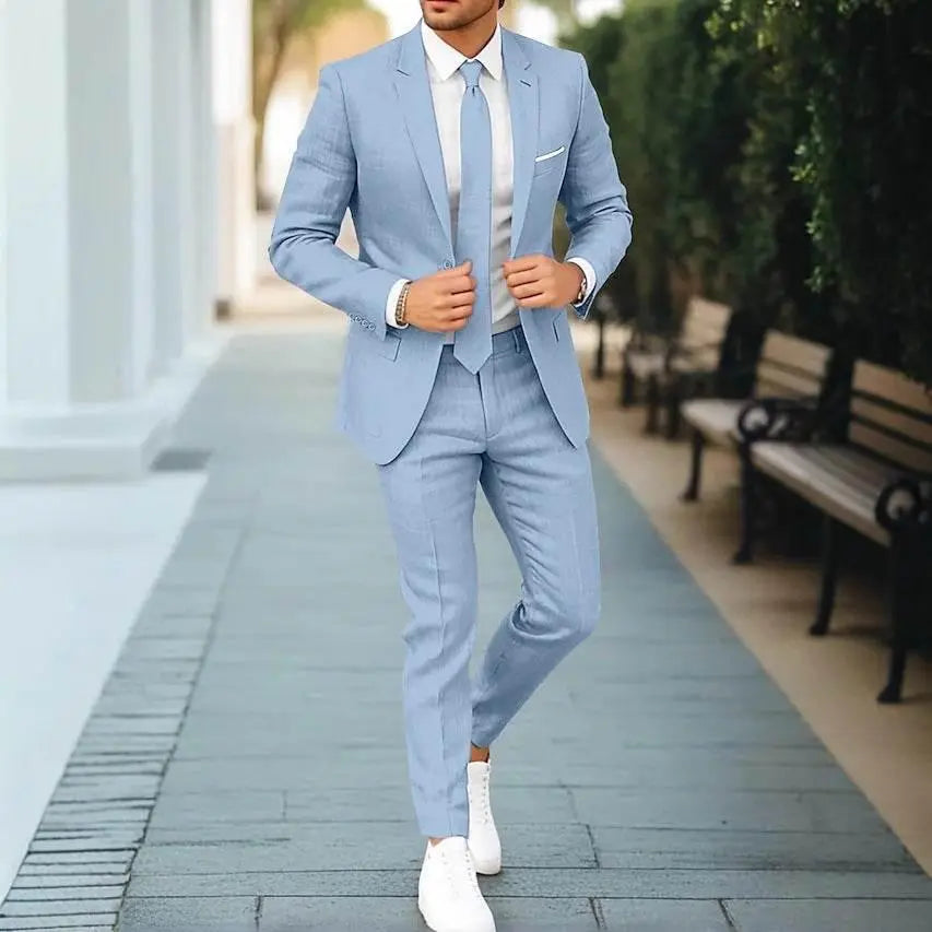Men'S New Linen Single Row One Button Suit  Pre2brand