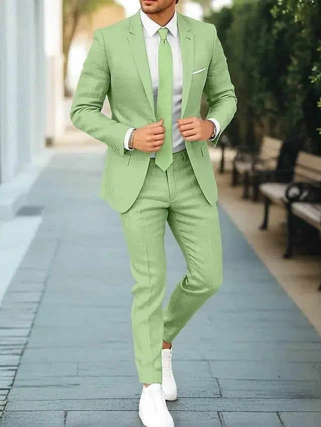 Men'S New Linen Single Row One Button Suit  Pre2brand