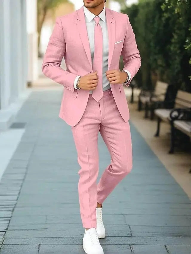Men'S New Linen Single Row One Button Suit  Pre2brand