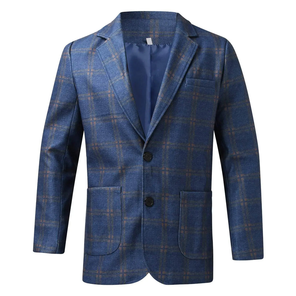 Men'S Plaid Lapel Long Sleeve Suit Coat Men'S Business Suit  Pre2brand