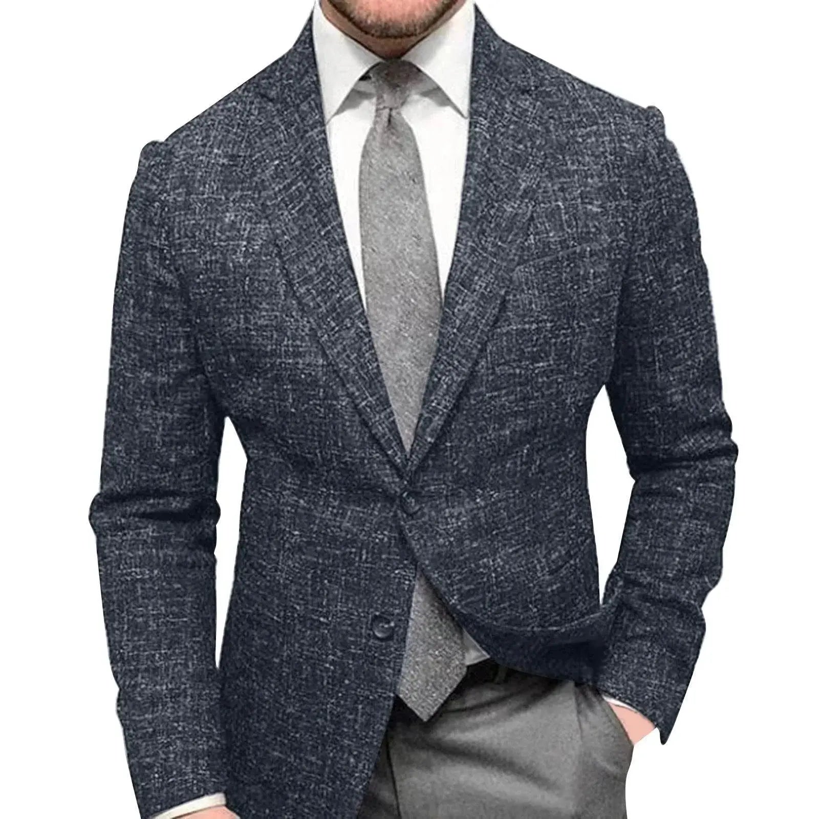 Men'S Plaid Lapel Long Sleeve Suit Coat Men'S Business Suit  Pre2brand