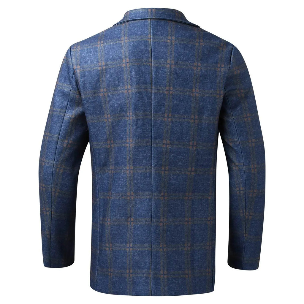 Men'S Plaid Lapel Long Sleeve Suit Coat Men'S Business Suit  Pre2brand