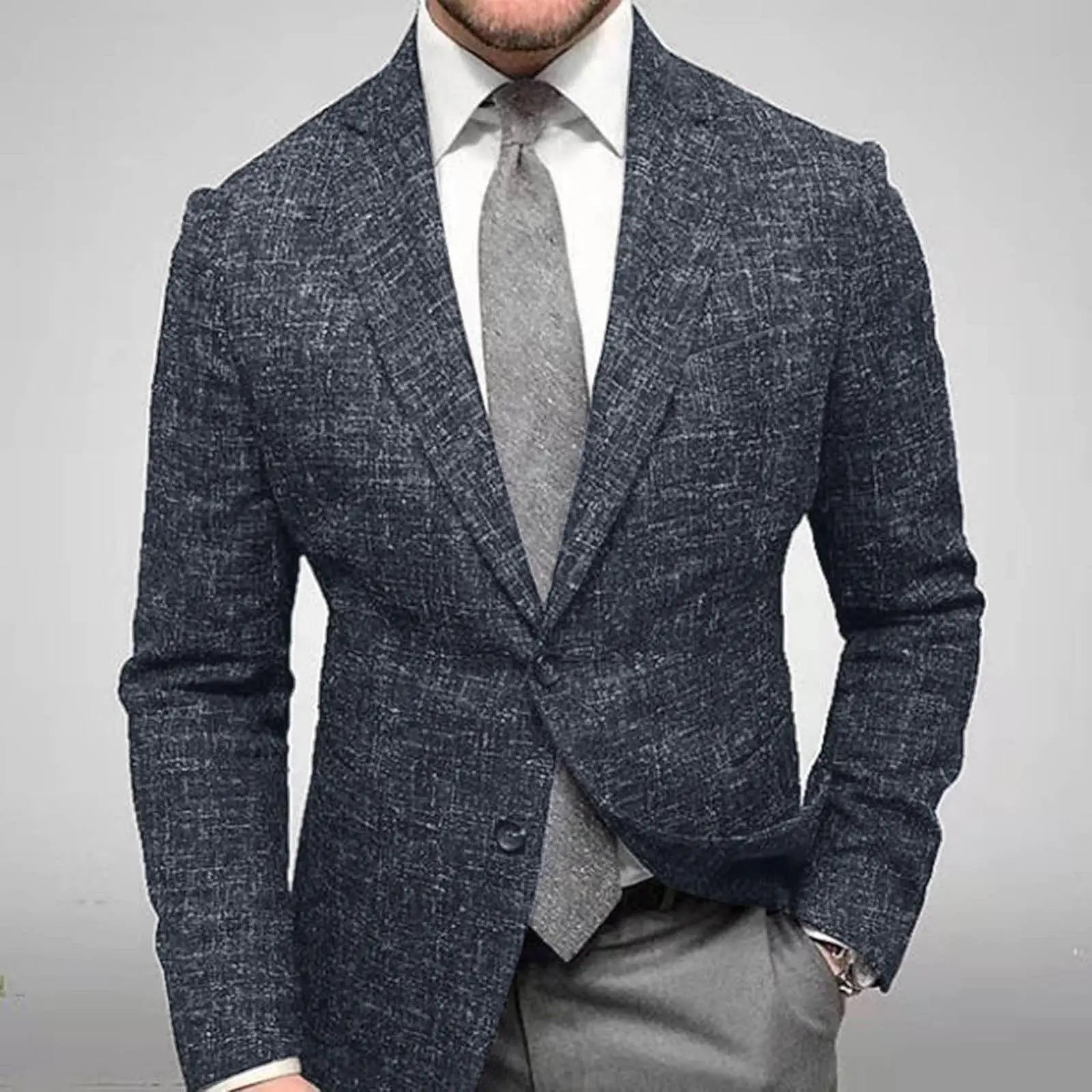 Men'S Plaid Lapel Long Sleeve Suit Coat Men'S Business Suit  Pre2brand