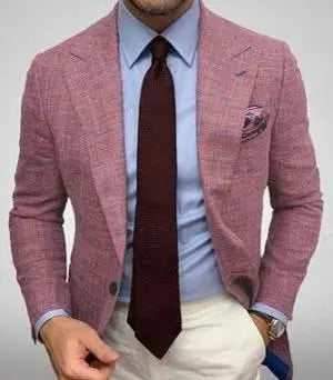 Men'S Plaid Lapel Long Sleeve Suit Coat Men'S Business Suit  Pre2brand