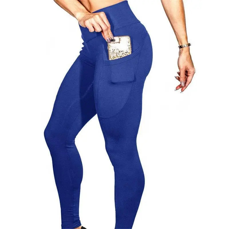 Mobile Phone Pocket Leggings Female Solid Color High Elastic Yoga Hip High Waist Yoga Pants  Pre2brand
