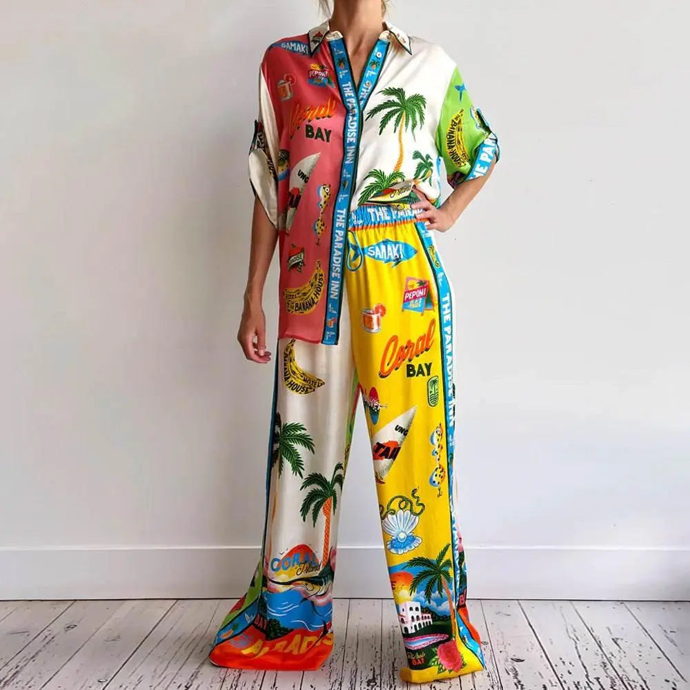 Shirt Trousers Loose Printing Suit Casual Two-Piece Suit  Pre2brand