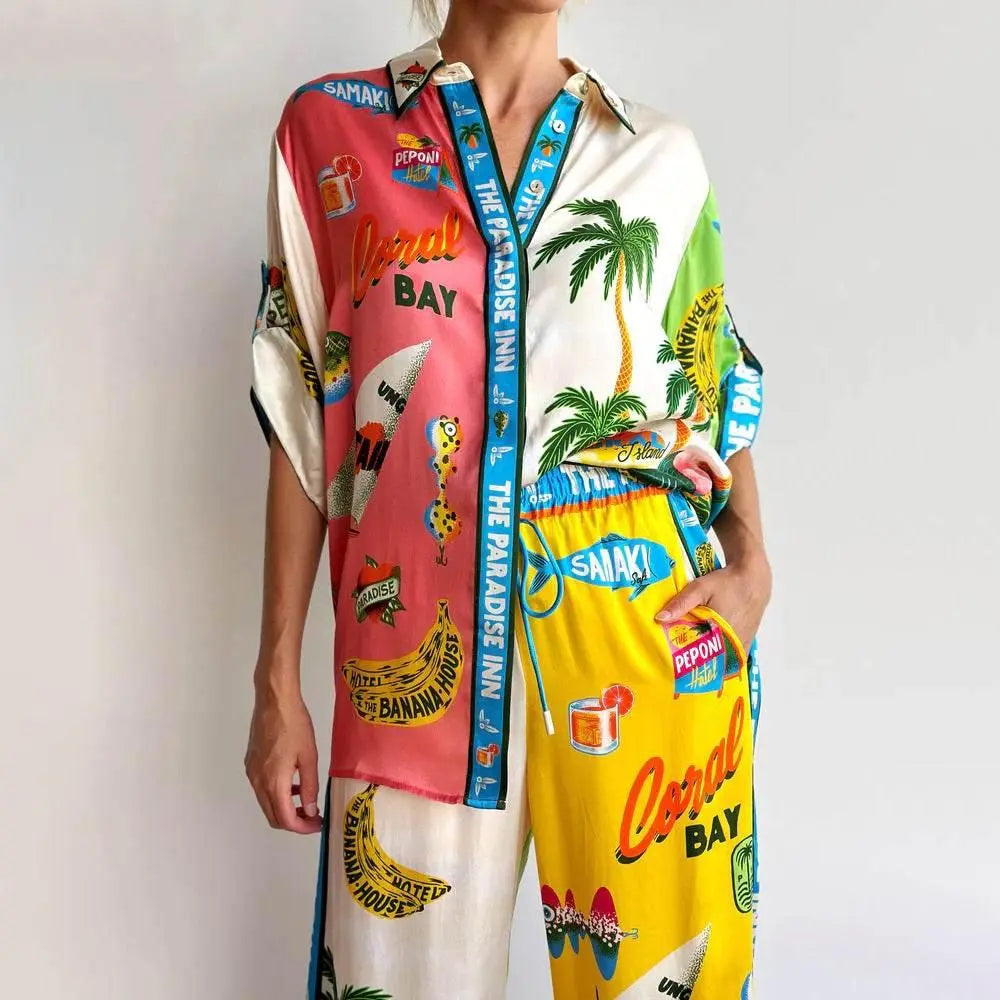 Shirt Trousers Loose Printing Suit Casual Two-Piece Suit  Pre2brand