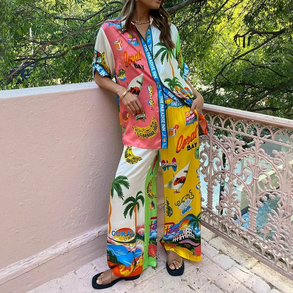 Shirt Trousers Loose Printing Suit Casual Two-Piece Suit  Pre2brand