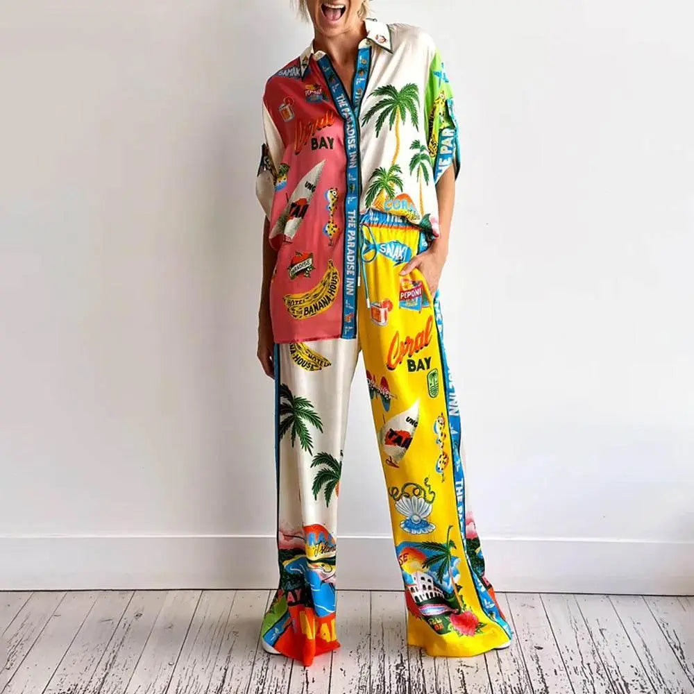 Shirt Trousers Loose Printing Suit Casual Two-Piece Suit  Pre2brand