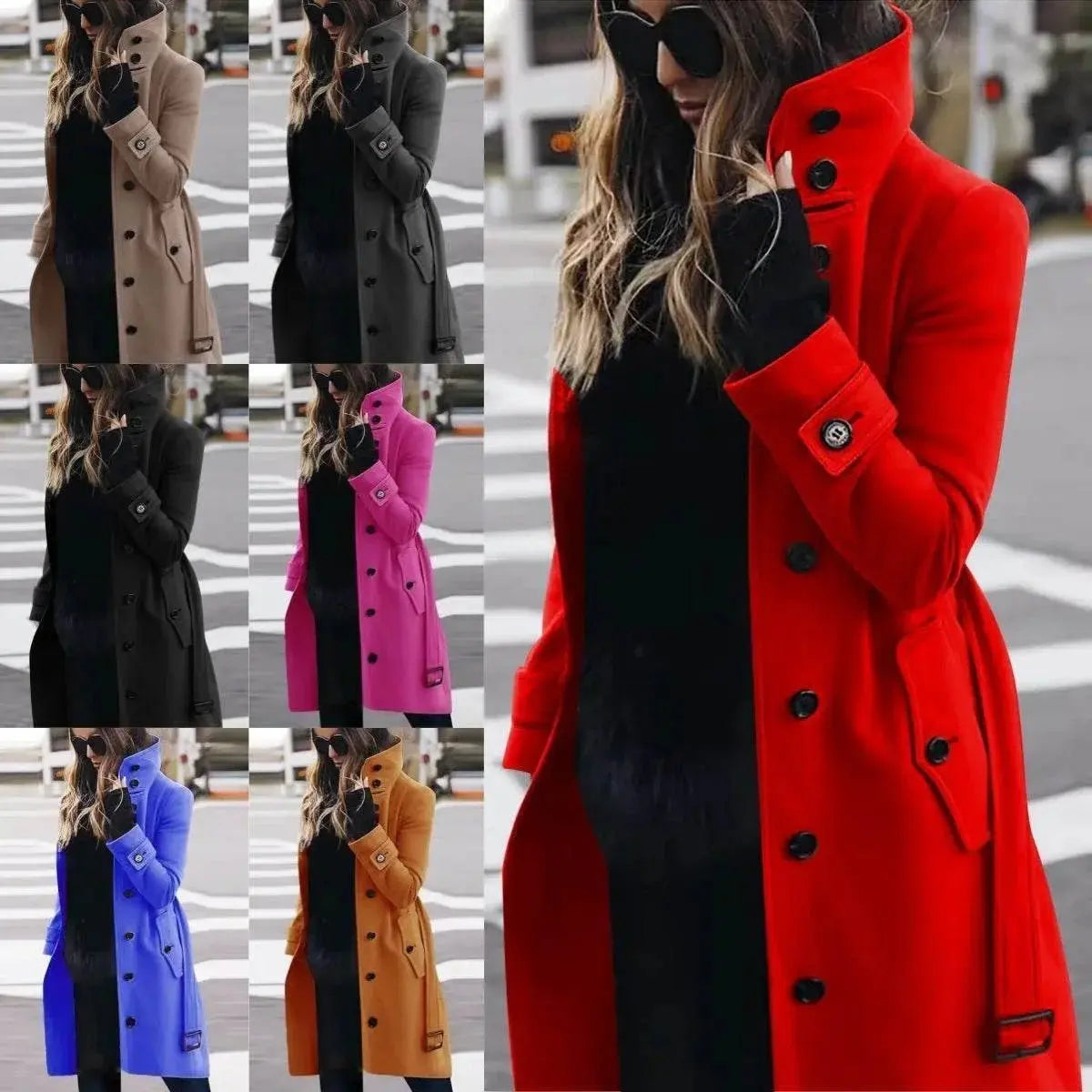 Single Breasted Stand Collar Woolen Coat  Pre2brand