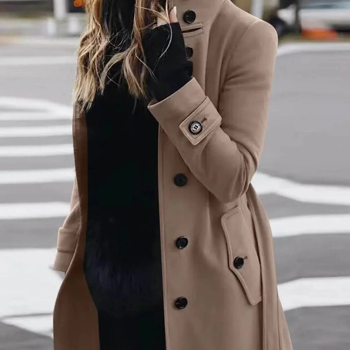 Single Breasted Stand Collar Woolen Coat  Pre2brand