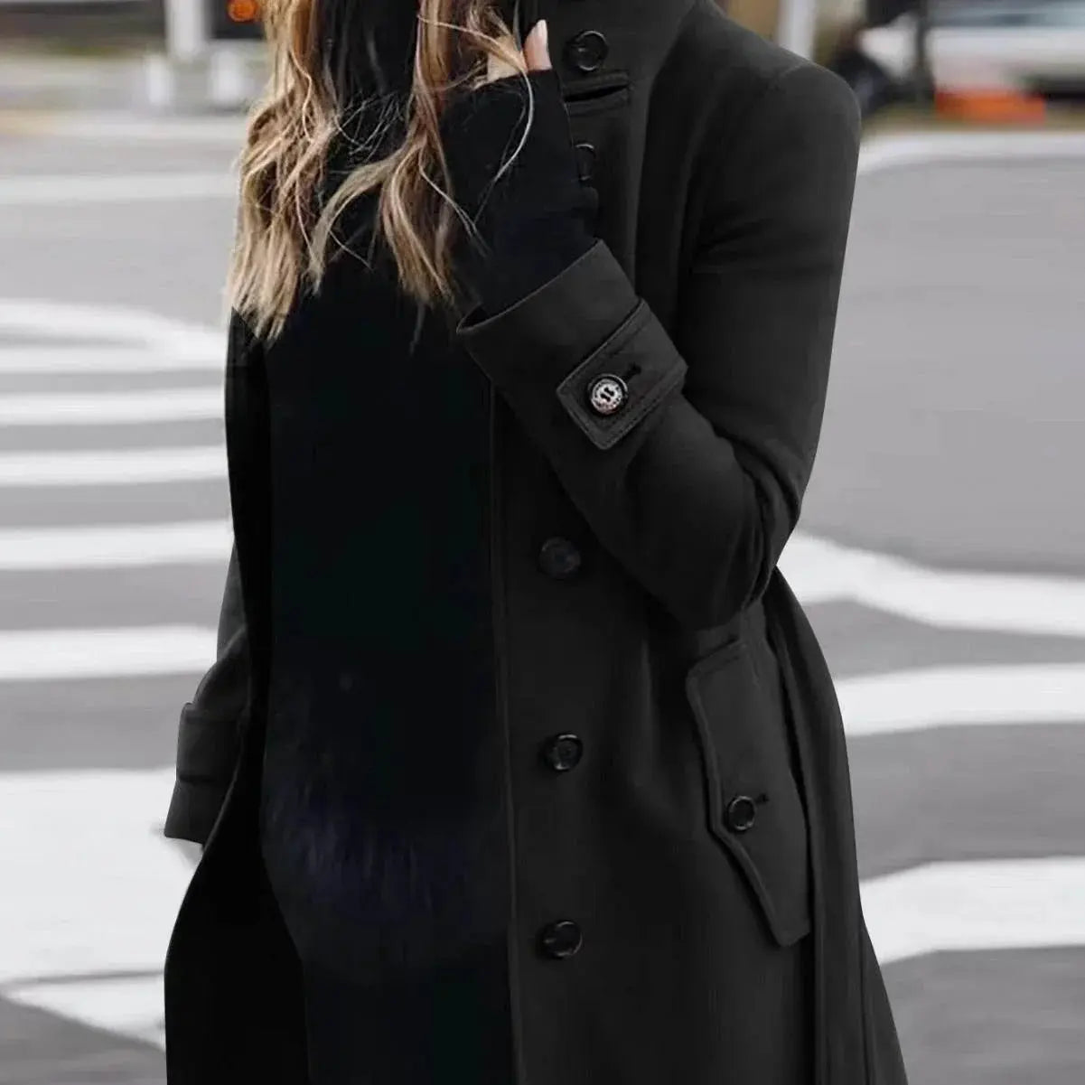 Single Breasted Stand Collar Woolen Coat  Pre2brand