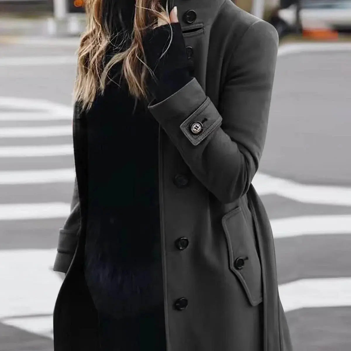 Single Breasted Stand Collar Woolen Coat  Pre2brand