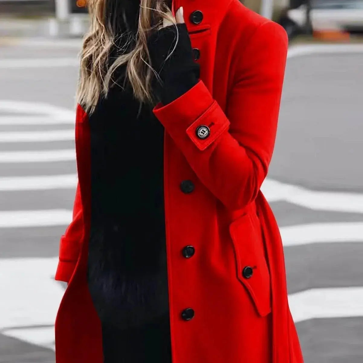 Single Breasted Stand Collar Woolen Coat  Pre2brand