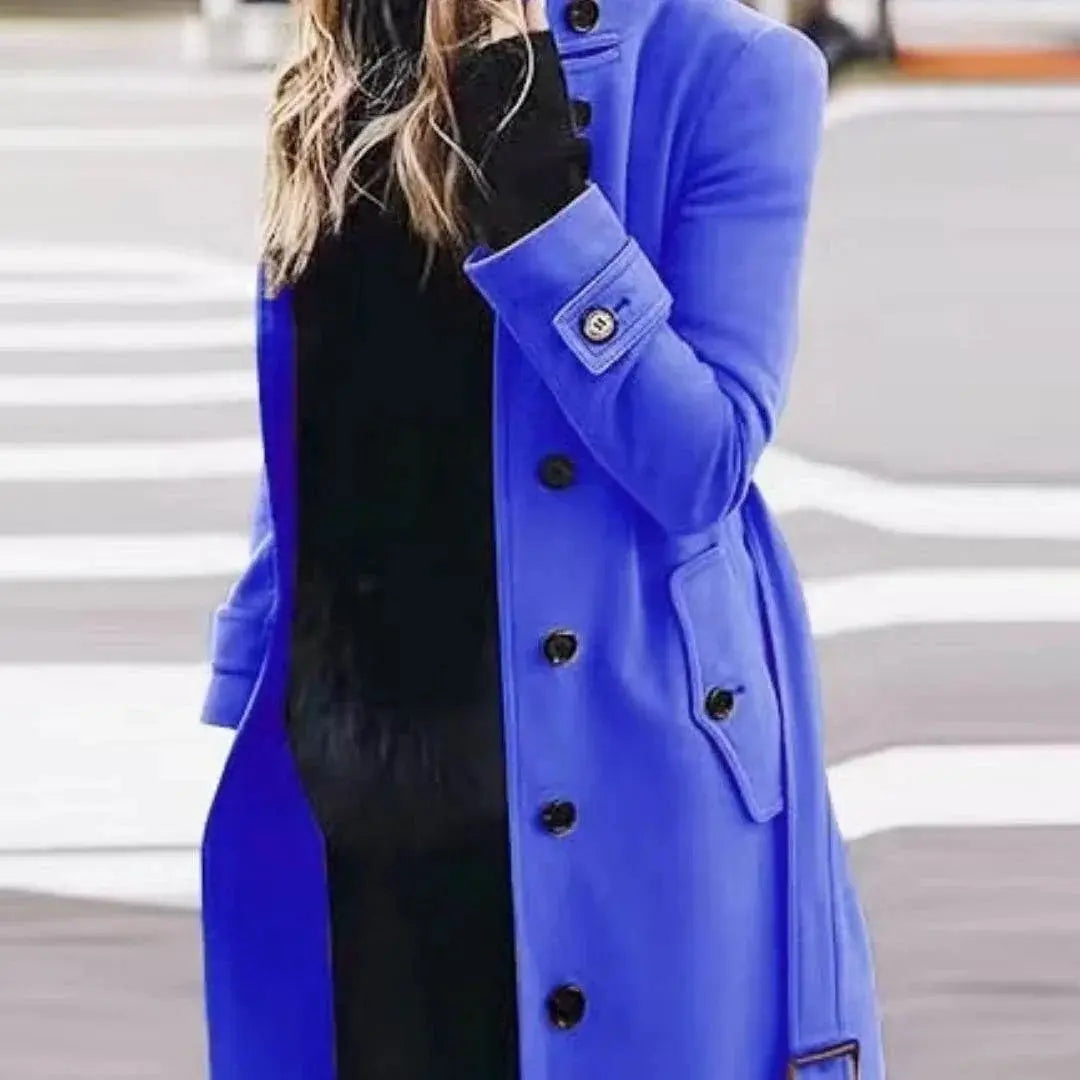 Single Breasted Stand Collar Woolen Coat  Pre2brand