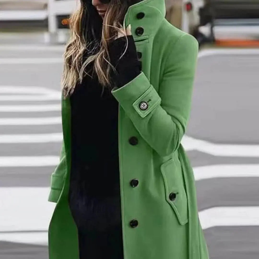 Single Breasted Stand Collar Woolen Coat  Pre2brand