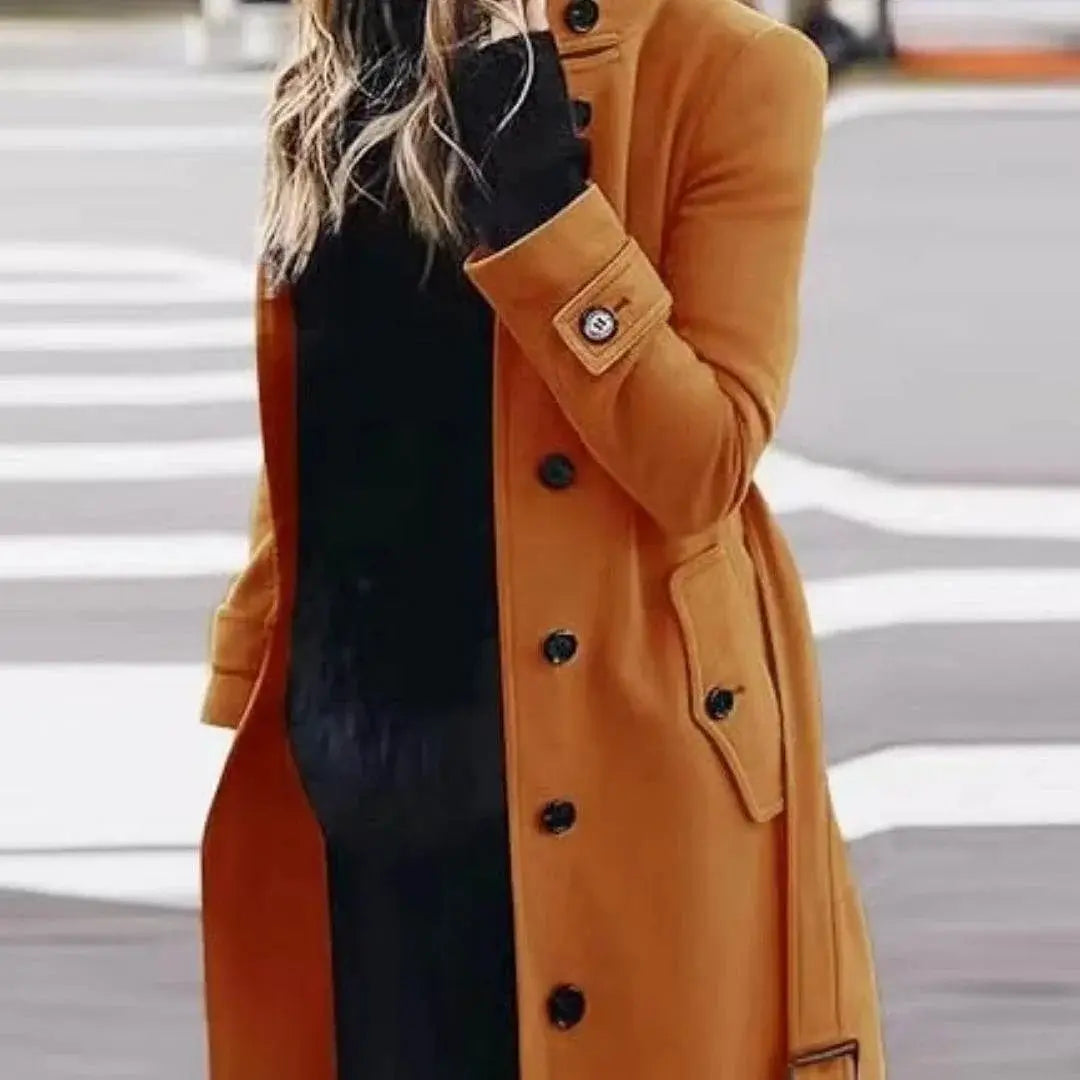 Single Breasted Stand Collar Woolen Coat  Pre2brand