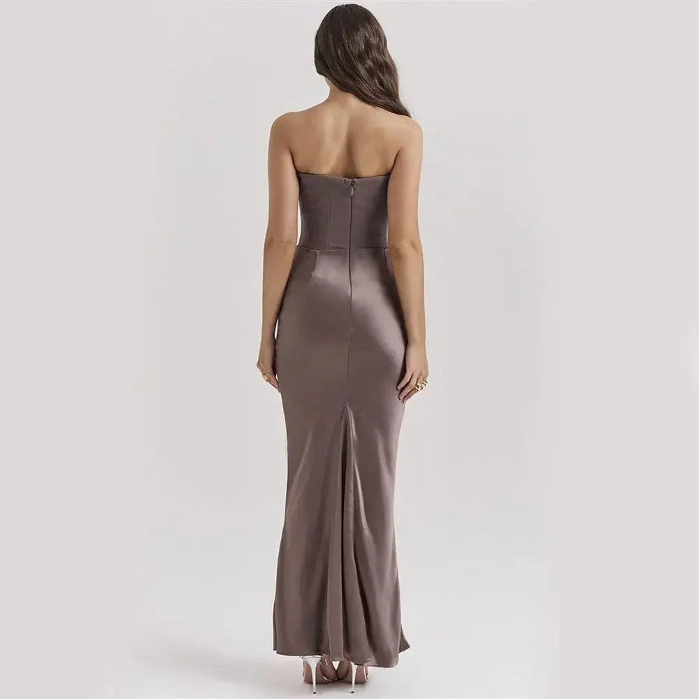 Slim Tube Top Long Dress Sexy Fashion Bandeau Backless Party Evening Dresses For Women Clothing  Pre2brand
