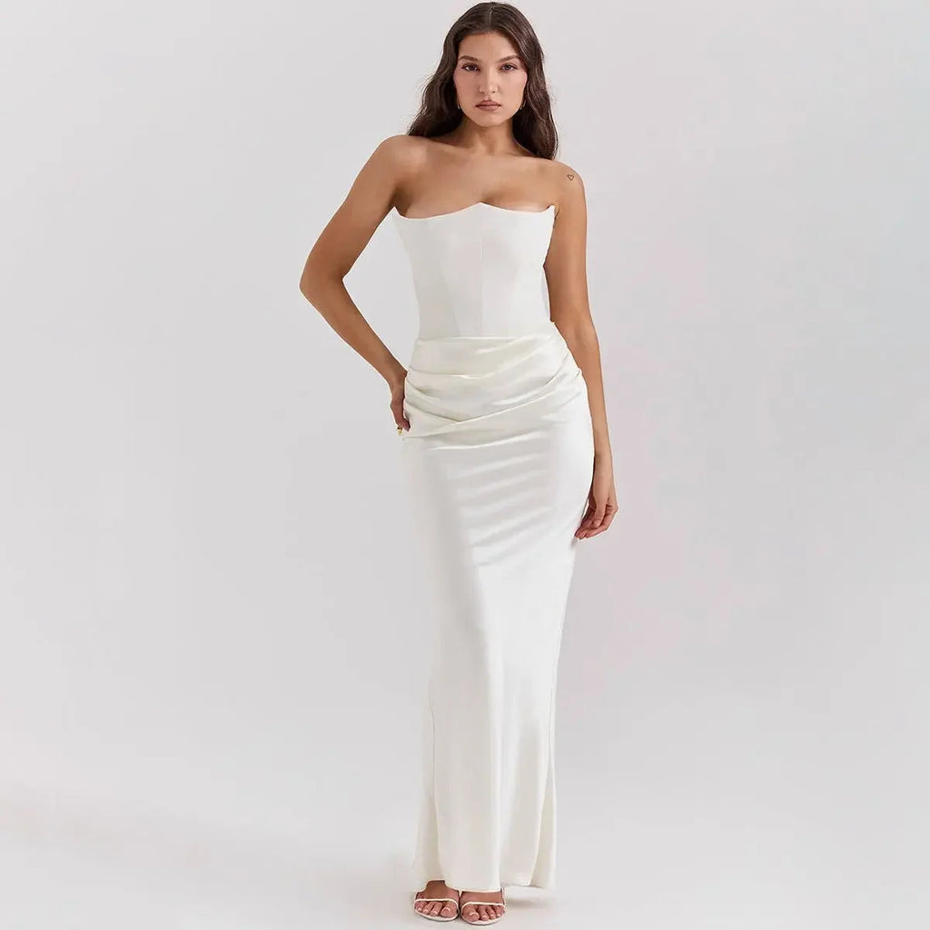 Slim Tube Top Long Dress Sexy Fashion Bandeau Backless Party Evening Dresses For Women Clothing  Pre2brand