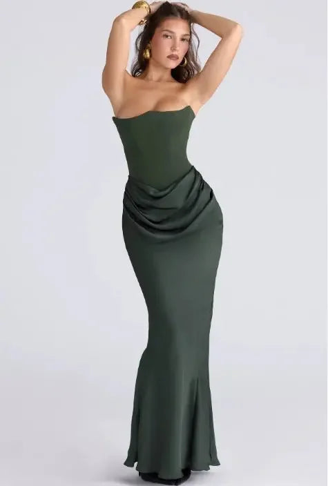 Slim Tube Top Long Dress Sexy Fashion Bandeau Backless Party Evening Dresses For Women Clothing  Pre2brand