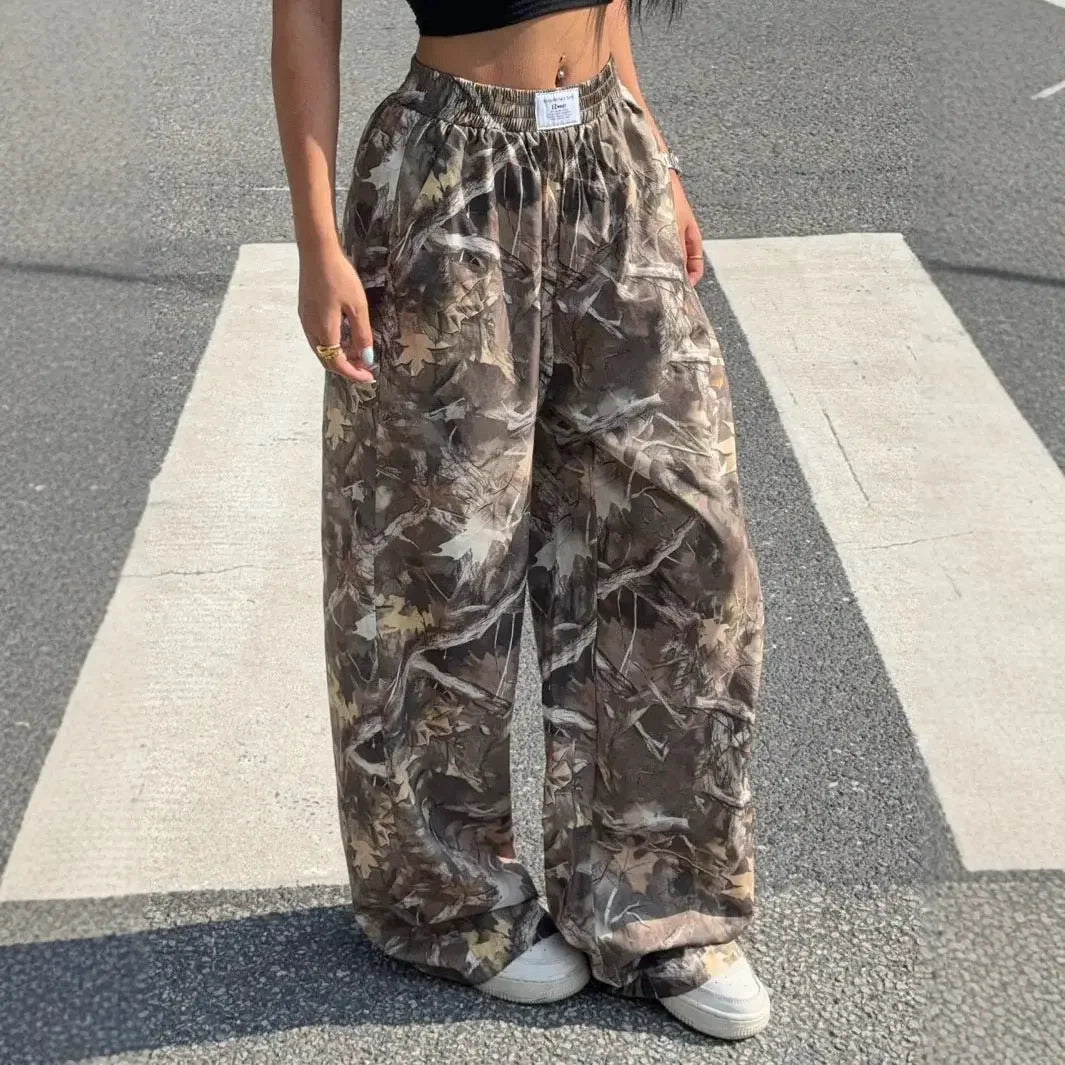 Slimming Casual Pants Hip Hop Retro Street Multi-Pocket Camouflage Cargo Pants For Women Y2K Hip-Hop Cargo Grunge Baggy Trousers  Pre2brand