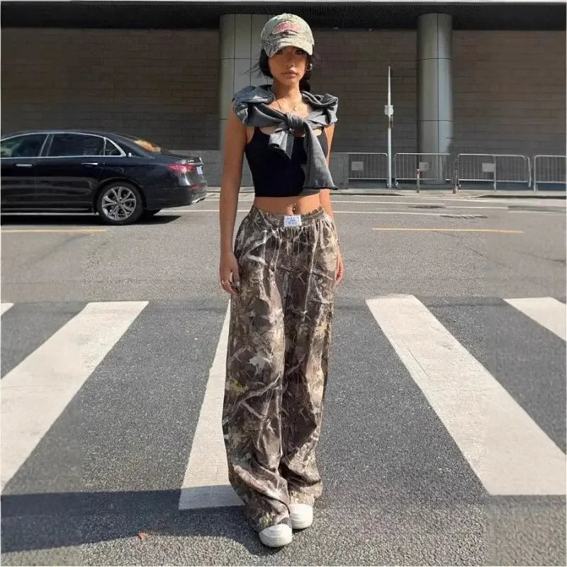 Slimming Casual Pants Hip Hop Retro Street Multi-Pocket Camouflage Cargo Pants For Women Y2K Hip-Hop Cargo Grunge Baggy Trousers  Pre2brand