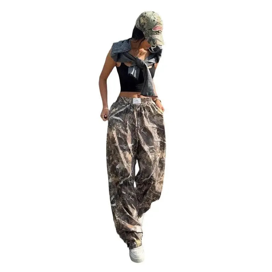 Slimming Casual Pants Hip Hop Retro Street Multi-Pocket Camouflage Cargo Pants For Women Y2K Hip-Hop Cargo Grunge Baggy Trousers  Pre2brand