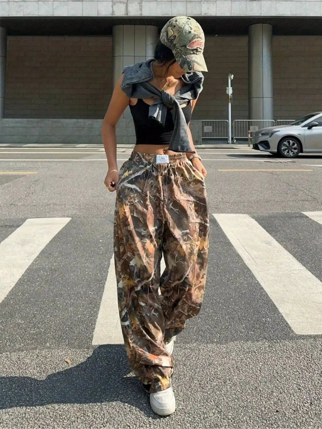 Slimming Casual Pants Hip Hop Retro Street Multi-Pocket Camouflage Cargo Pants For Women Y2K Hip-Hop Cargo Grunge Baggy Trousers  Pre2brand