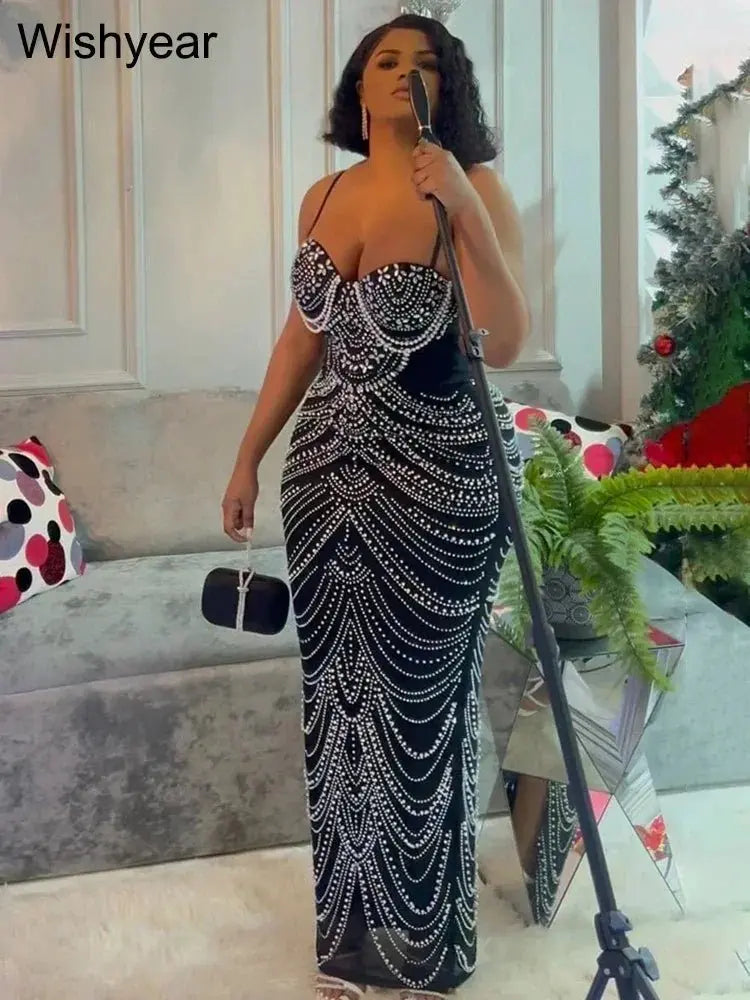 Sparkly Crystal Rhinestone Pearl Dress  Pre2brand