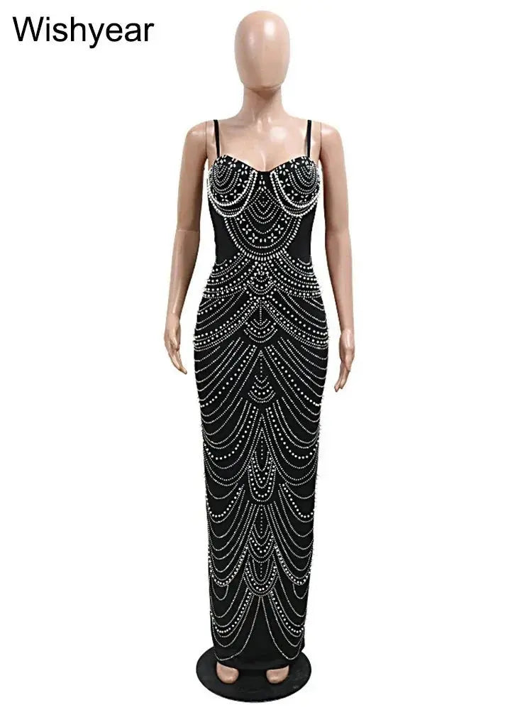 Sparkly Crystal Rhinestone Pearl Dress  Pre2brand