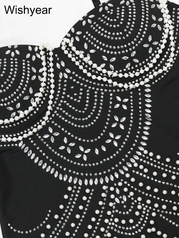Sparkly Crystal Rhinestone Pearl Dress  Pre2brand