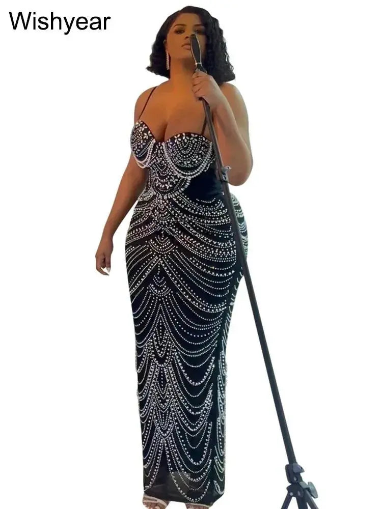 Sparkly Crystal Rhinestone Pearl Dress  Pre2brand
