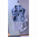 Striped Denim Coat Women'S Design Niche Jacket Top  Pre2brand