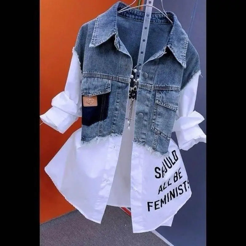 Striped Denim Coat Women'S Design Niche Jacket Top  Pre2brand