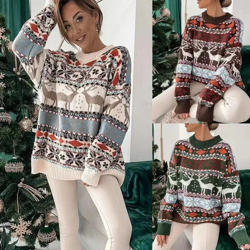 Women'S Fashion Round Neck Loose Sweater  Pre2brand