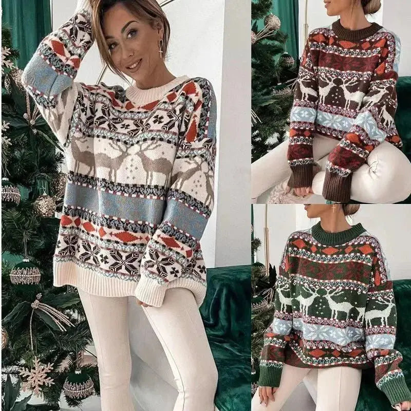 Women'S Fashion Round Neck Loose Sweater  Pre2brand