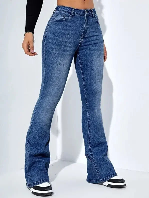 Women'S Slim-Fit Jeans Pants With Flared Design Fashion Casual High Waist Stretch Trousers  Pre2brand