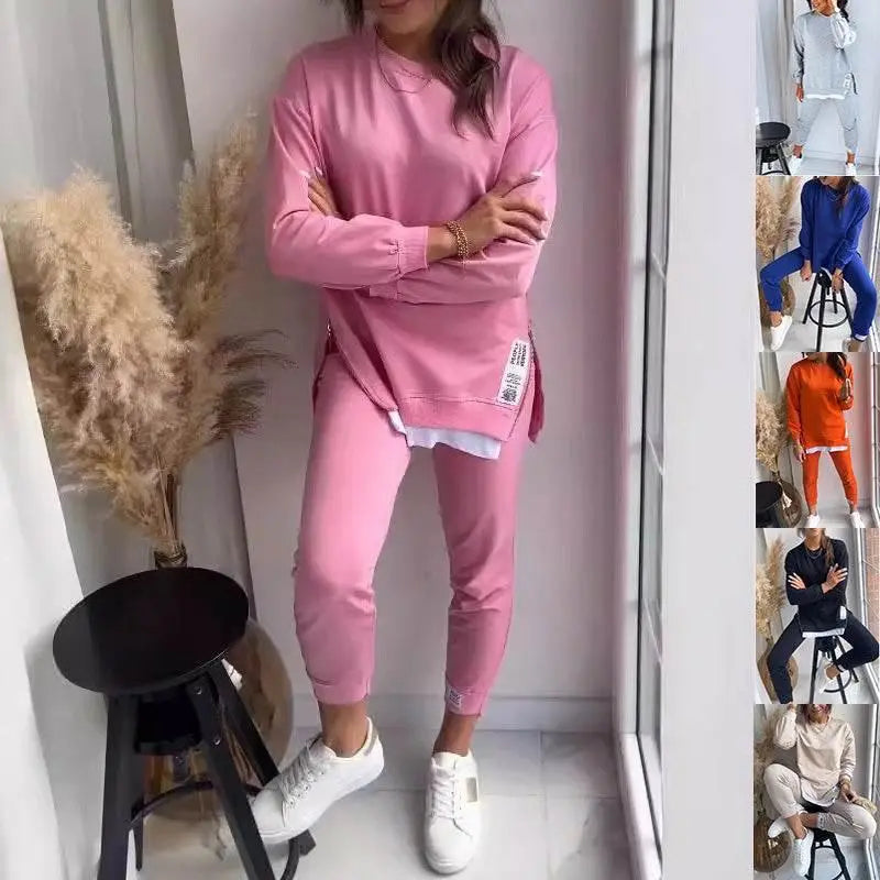 Women'S Sports Suit Fashion Slit Design Sweatshirt  Pre2brand