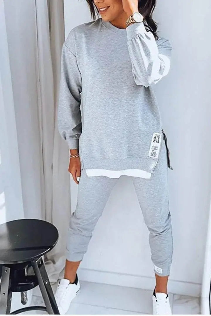 Women'S Sports Suit Fashion Slit Design Sweatshirt  Pre2brand