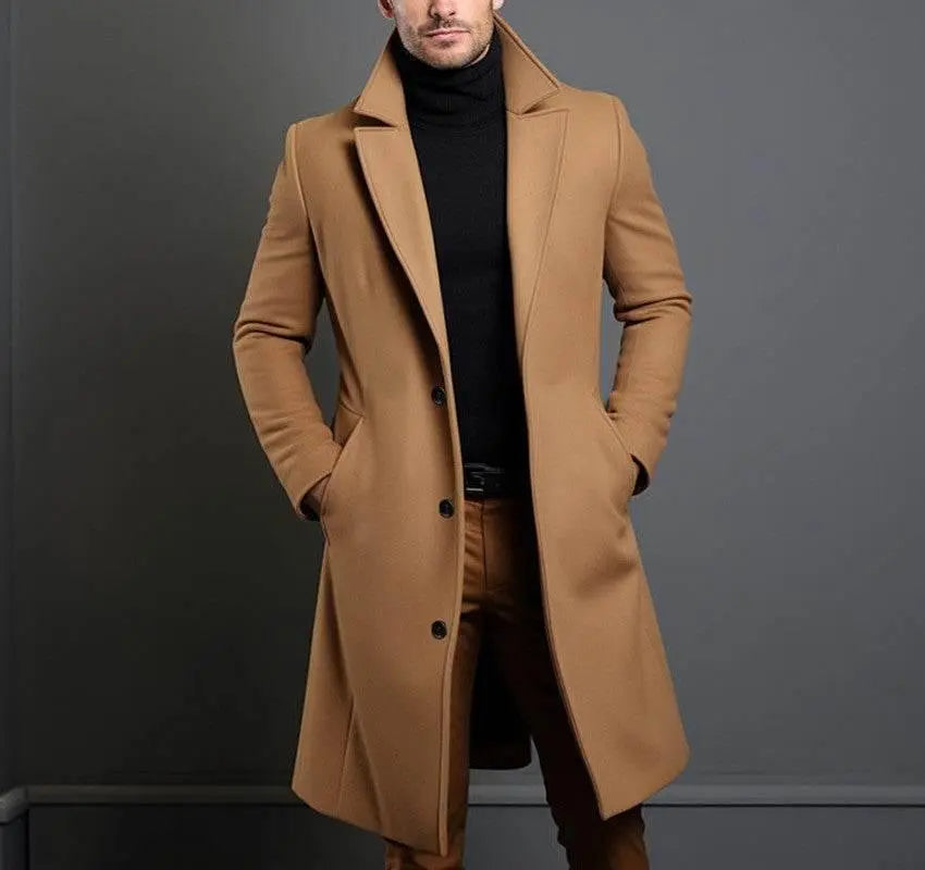 Woolen Men'S Mid-Length Trench Coat  Pre2brand