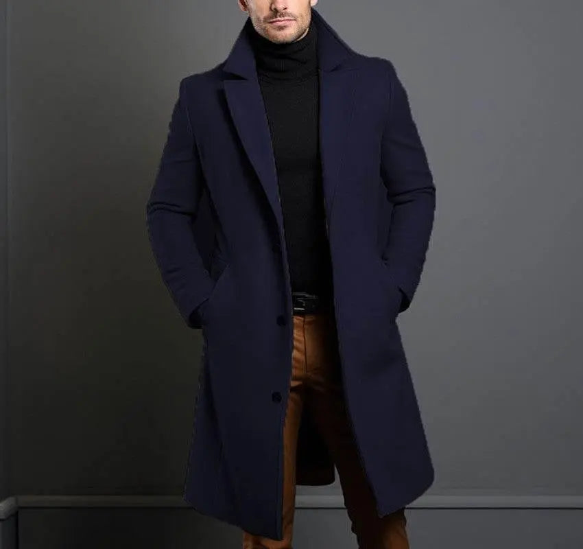 Woolen Men'S Mid-Length Trench Coat  Pre2brand