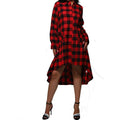 Women's Plaid Pocket Long Sleeve Polo Coat  Pre2brand