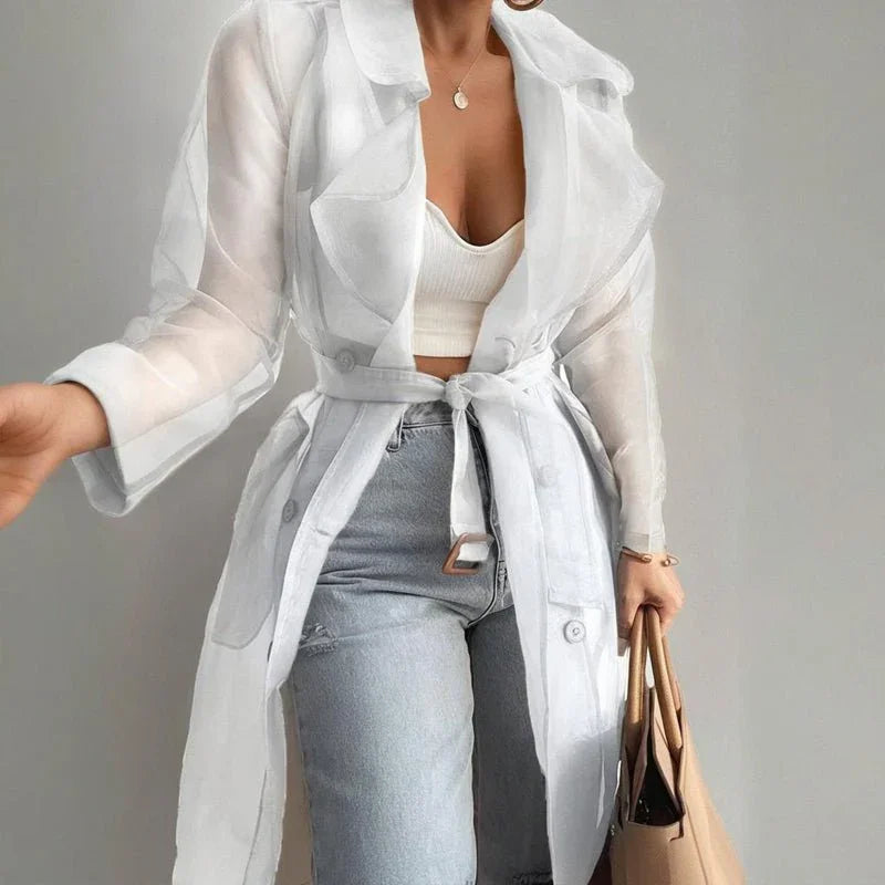 Women's Sheer Cardigan With Belt  Pre2brand