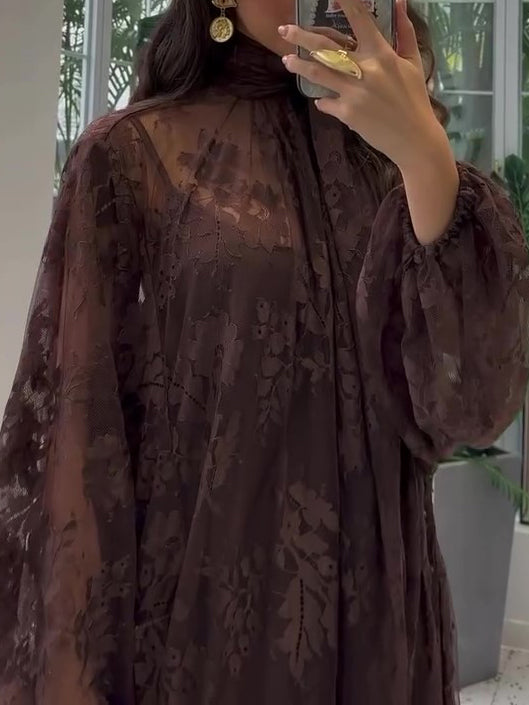 Lace Tie Double Layer Swing Dress – image 2 of 4