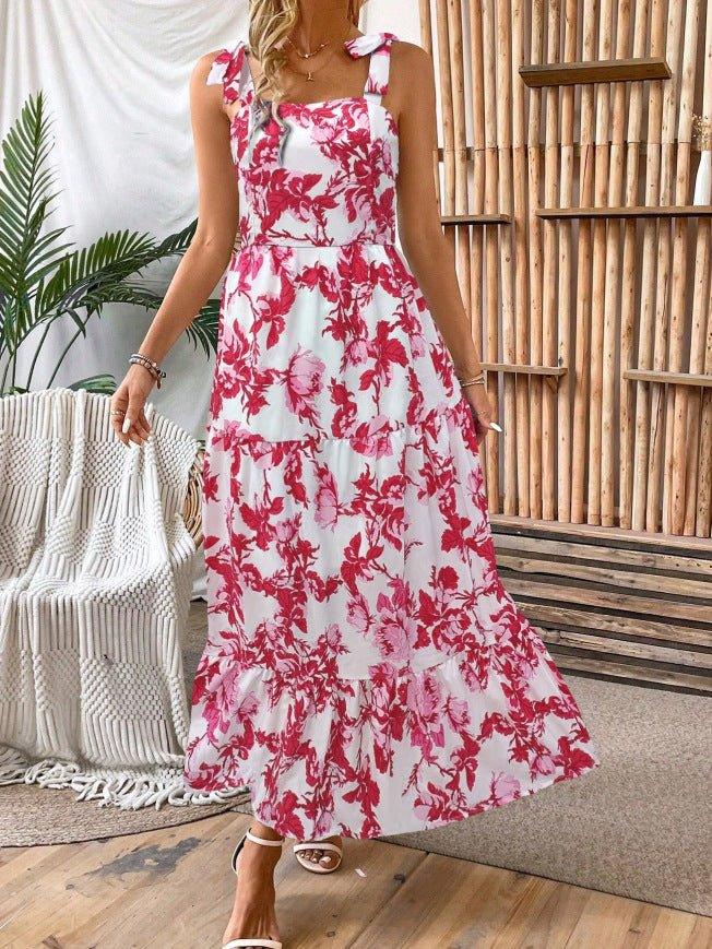 Women's Sleeveless Lace Print Midi Dress  Pre2brand