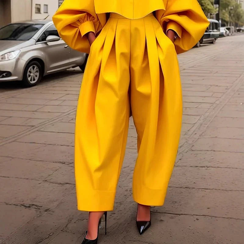 Women'S Casual Work 2 Piece Set Bell Long Sleeve Shirt Harem Pant Outfits  Pre2brand
