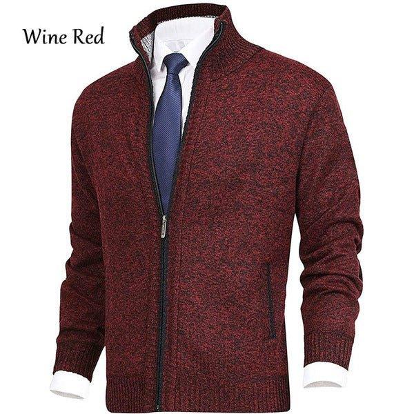 Men'S Solid Color Stand Collar Cardigan Sweaters Coat  Pre2brand