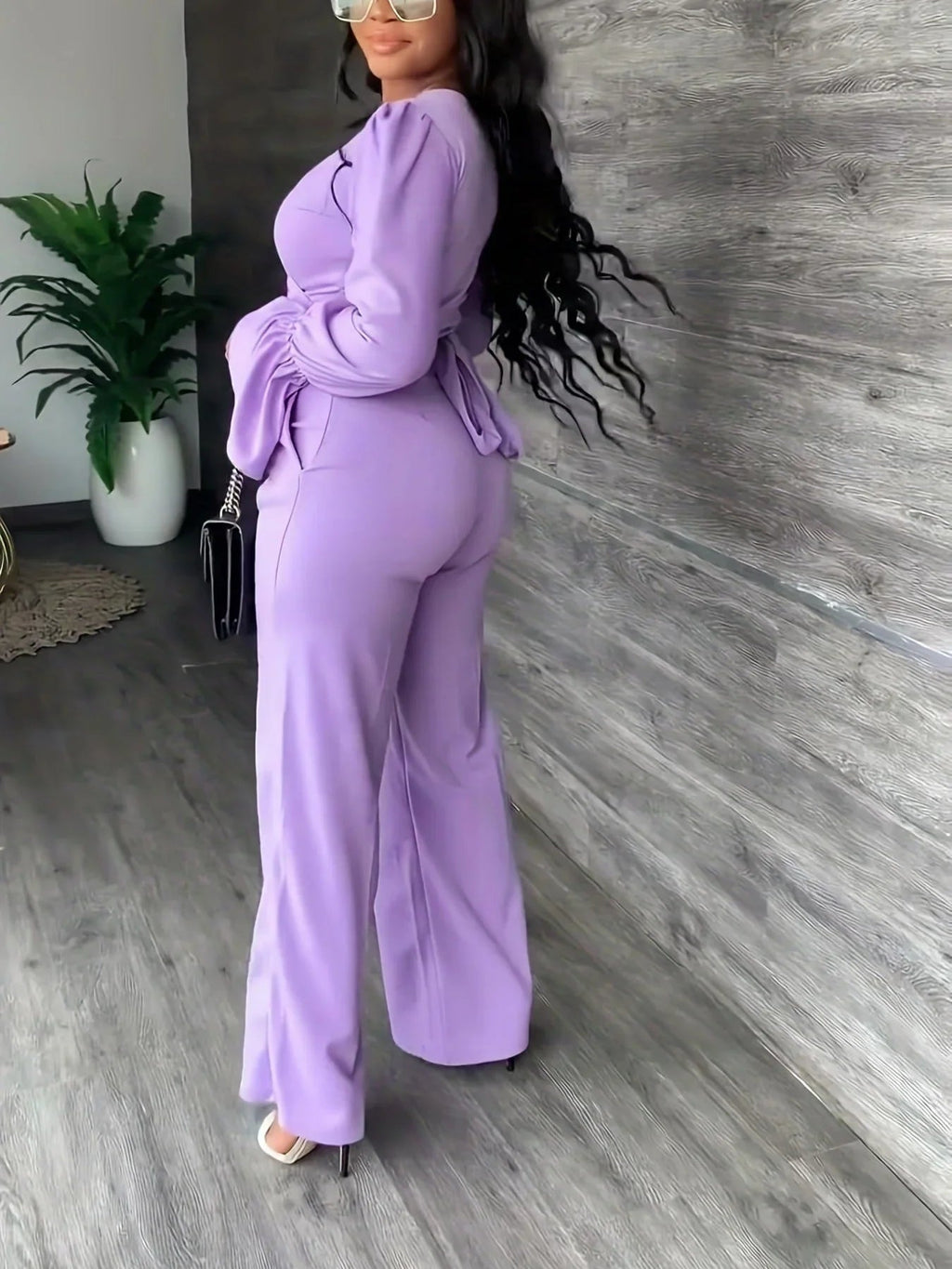 Women's Cross V-Neck Long Sleeve Trouser Suit  Pre2brand